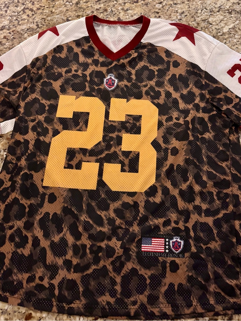 SHEIN Women's Leopard Print Mesh Jersey with Gold Number 23